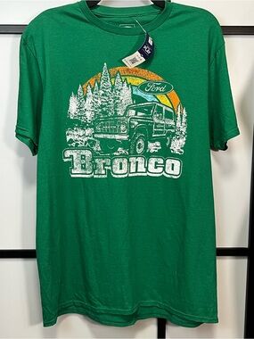 Ford Men’s Green Retro Classic Bronco Graphic T‑Shirt